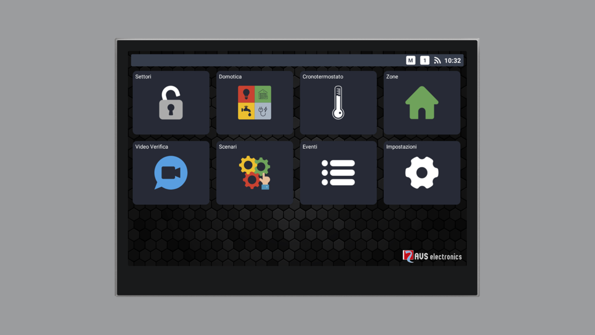 Tastiera touchscreen capacitiva da 10 pollici in metallo con Android 11 per la gestione di antintrusione, domotica, videocitofonia SIP e videosorveglianza per centrali gamma ULTRA.