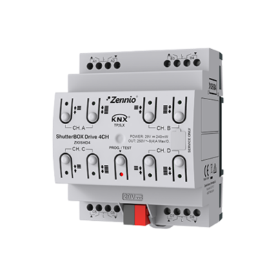 Attuatore tapparelle 4 uscite KNX Zennio con rilevamento automatico della corsa