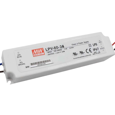 Driver alimentatore Mean Well LPV 60W 24VDC 2,5A, codice MW/LPV-60-24