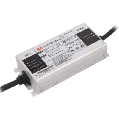 Driver LED Mean Well serie XLG-100-24A, uscita 24VDC 4A, ingresso 100-305VAC